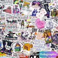 Image 1 of 200 PCS Funny Holographic Stickers for Adults, Waterproof Vinyl Sarcastic Meme Decals