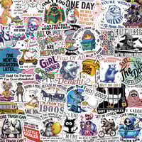Image 1 of 200 PCS Funny Holographic Stickers for Adults - Waterproof Vinyl Sarcastic Meme Decals