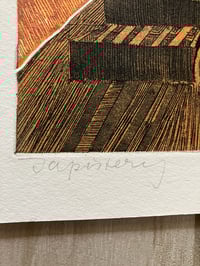 Image 4 of Charlotte Klebanoff Original Block Print 'Tapestry', Signed, Circa 1970