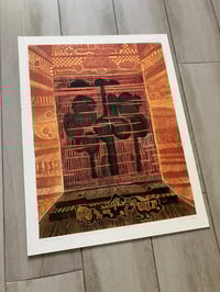 Image 2 of Charlotte Klebanoff Original Block Print 'Tapestry', Signed, Circa 1970