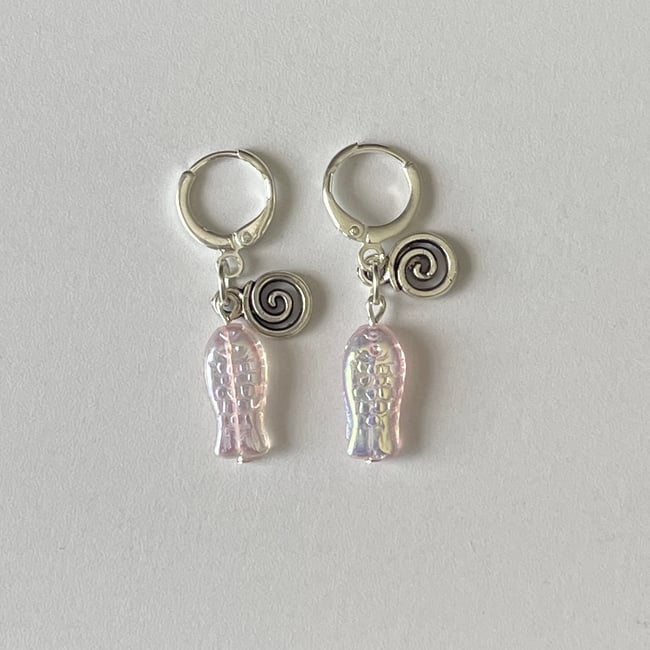 'swirl fish' silver huggie hoop earrings