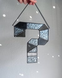 Image 1 of Tipper Stained Glass Wall Piece ? Question Mark – Silver