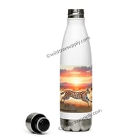 Image 1 of Running Serval Sunset design Stainless steel water bottle 17 oz