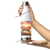Image 2 of Running Serval Sunset design Stainless steel water bottle 17 oz