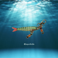 MINI green and red trout keychain