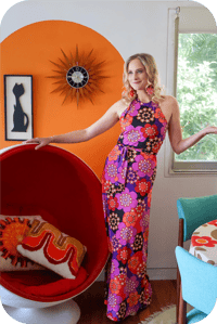 Image 1 of The Hostess Dress In Get Groovy Red and purple 