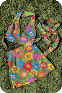 Image 1 of Heartbreaker Halter and mini SET in Cotton with matching scarf  in Far out flowers