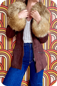 Image 1 of Vintage burgundy suede penny lane coat