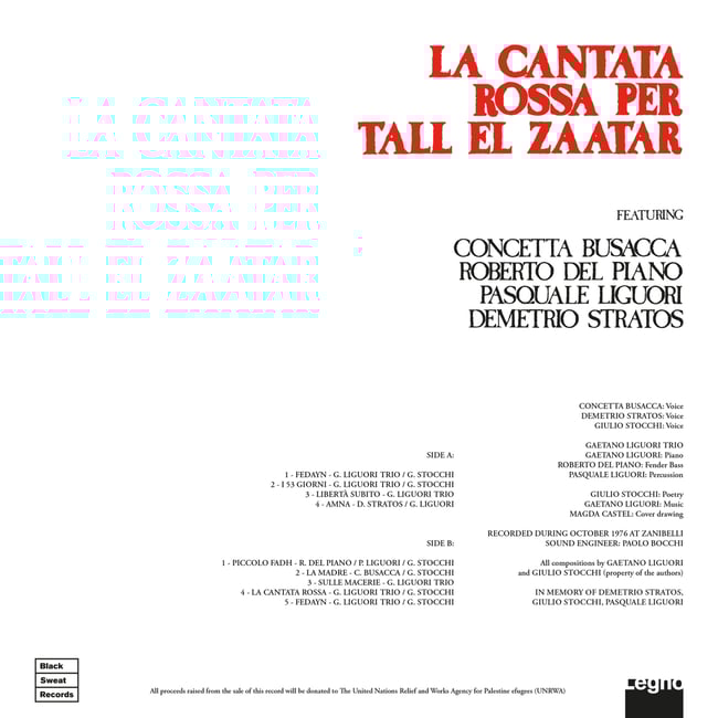 La Cantata Rossa Per Tall El Zaatar LP