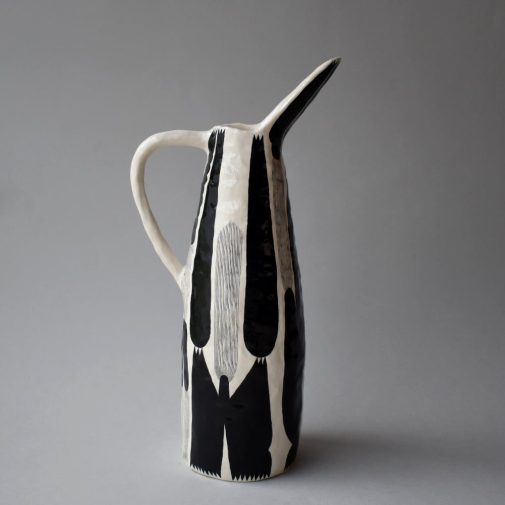 Image of Black and White Plant Jug