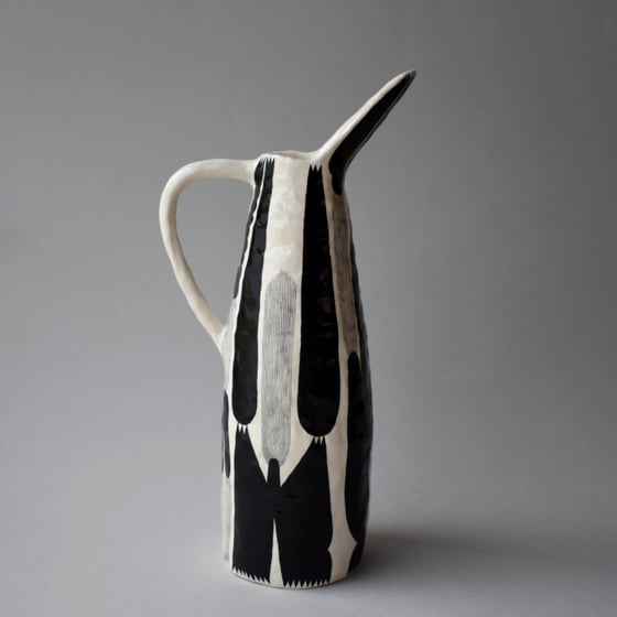 Image of Black and White Plant Jug
