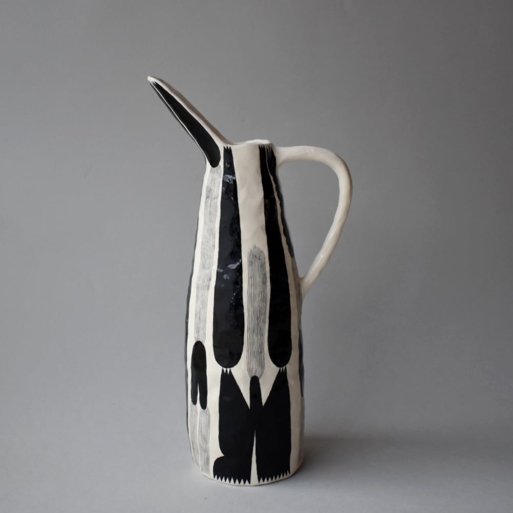 Image of Black and White Plant Jug