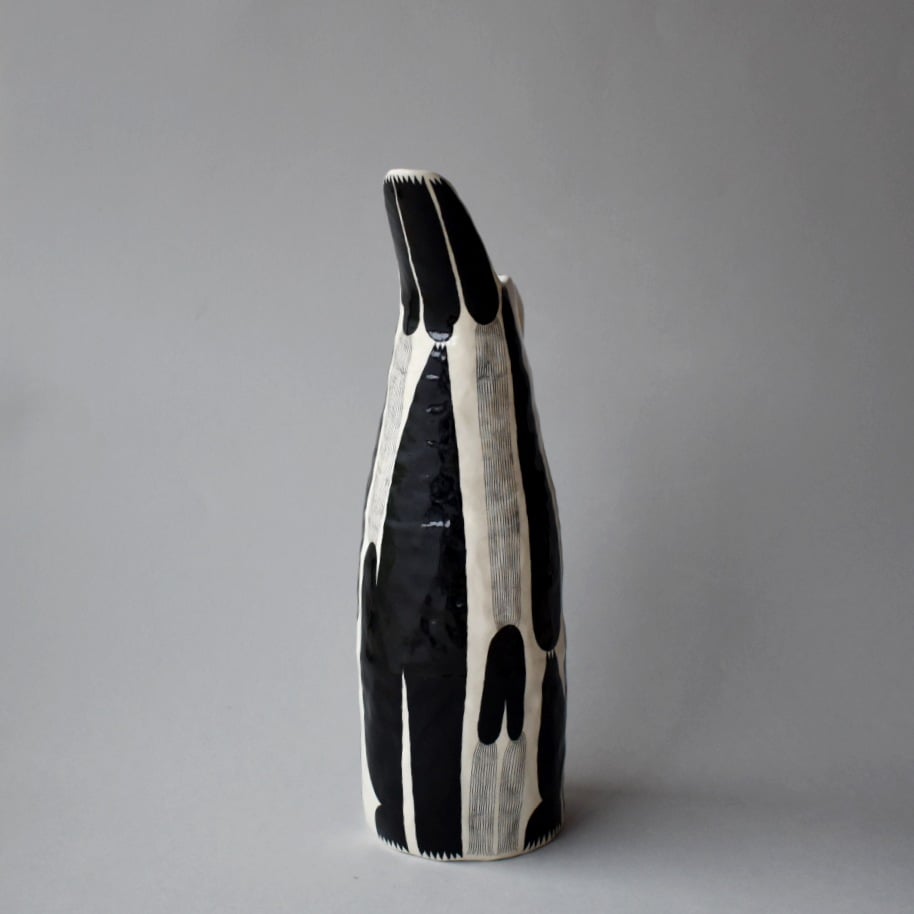 Image of Black and White Plant Jug