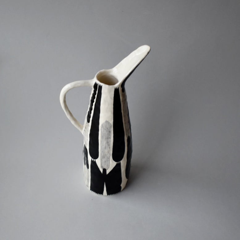 Image of Black and White Plant Jug