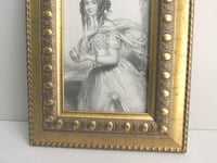 Image 3 of Framed Antique Engraving Print, Victorian Girl in Garden with Bird on Her Hand, Small