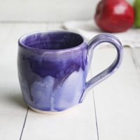 Image 1 of Stoneware Mug in Dripping Purple Glazes, 12 Oz. Handmade Pottery Coffee Cup, Made in USA