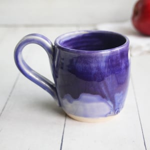 Image of Stoneware Mug in Dripping Purple Glazes, 12 Oz. Handmade Pottery Coffee Cup, Made in USA