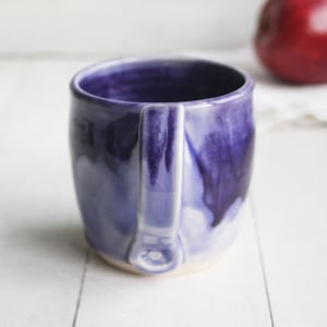Image of Stoneware Mug in Dripping Purple Glazes, 12 Oz. Handmade Pottery Coffee Cup, Made in USA