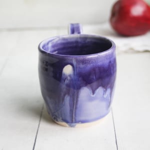 Image of Stoneware Mug in Dripping Purple Glazes, 12 Oz. Handmade Pottery Coffee Cup, Made in USA