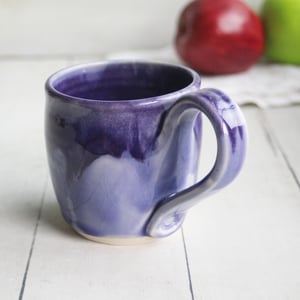 Image of Stoneware Mug in Dripping Purple Glazes, 12 Oz. Handmade Pottery Coffee Cup, Made in USA
