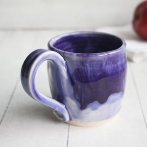 Image of Stoneware Mug in Dripping Purple Glazes, 12 Oz. Handmade Pottery Coffee Cup, Made in USA