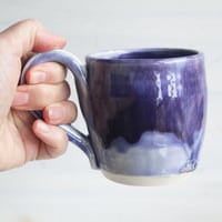 Image 8 of Stoneware Mug in Dripping Purple Glazes, 12 Oz. Handmade Pottery Coffee Cup, Made in USA