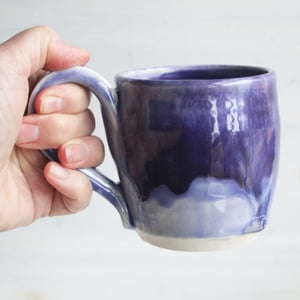 Image of Stoneware Mug in Dripping Purple Glazes, 12 Oz. Handmade Pottery Coffee Cup, Made in USA