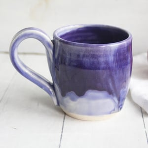 Image of Stoneware Mug in Dripping Purple Glazes, 12 Oz. Handmade Pottery Coffee Cup, Made in USA