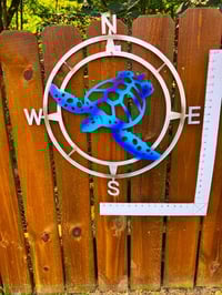 Image 2 of Blue Sea Turtle, Compass Rose Wall Decor