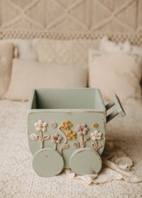 Image 2 of Baby Wagon with Crochet Flowers in Mint