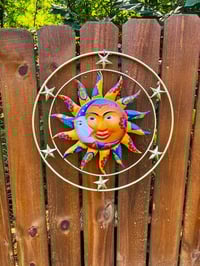 Image 1 of Colorful Metal "Sun-Moon-Stars" Wall Hanging