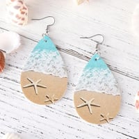 Beach, seafoam, star fish earrings