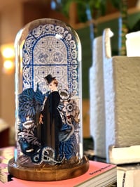 Image 1 of Handmade Vintage Paper Sculpture in Glass Dome