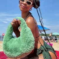 Image 3 of Deluxe Plush Handbag GREEN