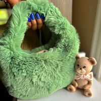 Image 2 of Deluxe Plush Handbag GREEN