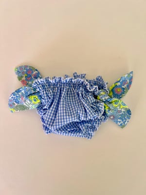 Image of Bikini vichy bleu et liberty fluo jaune