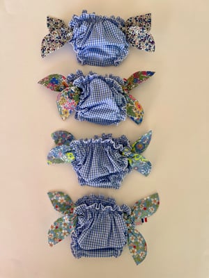 Image of Bikini vichy bleu et liberty fluo jaune