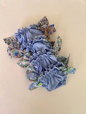 Image of Bikini vichy bleu et liberty fluo jaune