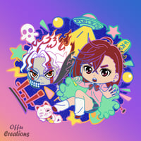 Image 1 of Momo x Okarun Spinning Enamel Pin