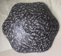 Image 6 of Wavy paper mache bowl in a greenish pearl shade. Decorative recycled papier plate.