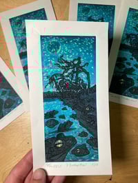 Image 3 of A Bullfrogs Night -  Reductioni Wood Engraving