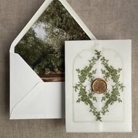 Image 1 of Adelia French Floral Crest and Olive trees fine art landscape PACK of 10