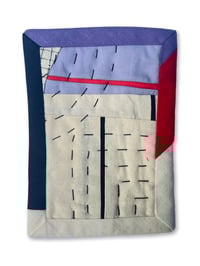 Image 1 of POSTCARD QUILT - NAVY, LILAC AND RED