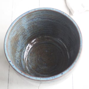 Image of Rustic Stoneware Utensil Holder in Speckled Blue and Green, Hand Made in USA