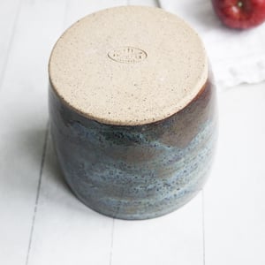 Image of Rustic Stoneware Utensil Holder in Speckled Blue and Green, Hand Made in USA