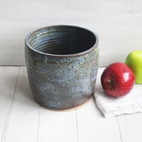Image 4 of Rustic Stoneware Utensil Holder in Speckled Blue and Green, Hand Made in USA