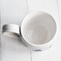 Image 9 of Summer Flowers Carved Coffee Cup, 13 Ounce Gardeners Pottery Mug, Handmade in USA