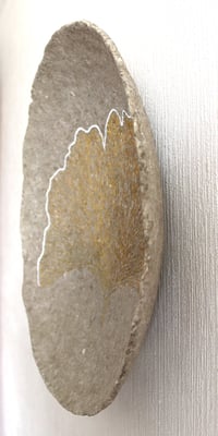 Image 4 of Golden ginkgo biloba leaf on a paper mache wall plate.
