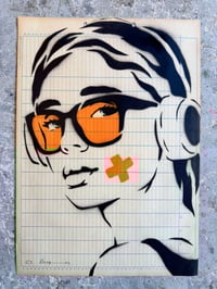 Stencil Girl With Sunglasses Orange // UNIKAT