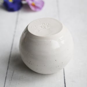 Image of Small White Speckled Vase, Round Petite Vase, Made in USA